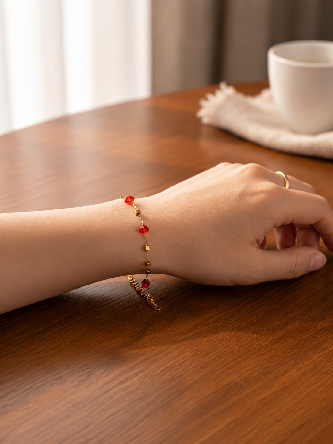 bracelet with red beads