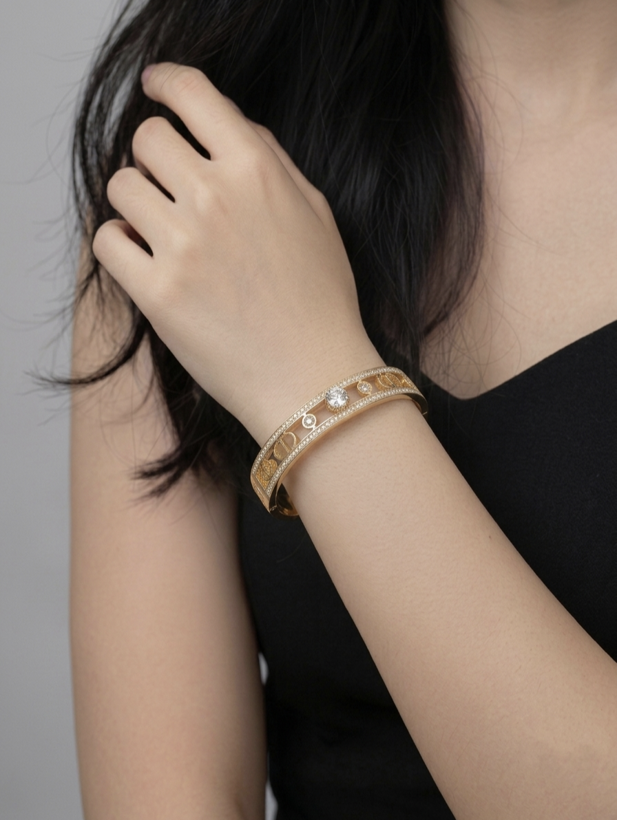 crystal inlaid cz bangle bracelet
