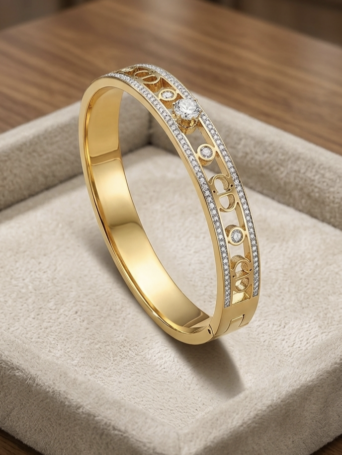 crystal inlaid cz bangle bracelet